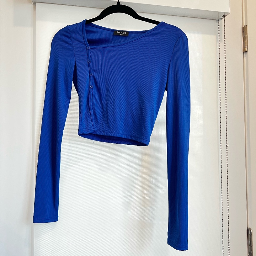 Royal blue long sleeve crop top x-small